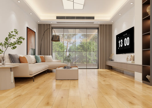 ⤓: 12mm ↔: 198mm ↕: 1218mm Natural Oak Laminate Plank