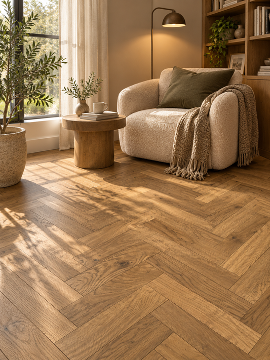 Total Wood Flooring Essential Herringbone Cognac Oak - Sample