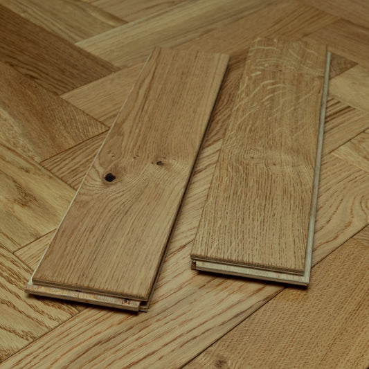 Total Wood Flooring Lacquered Oak Herringbone Flooring – Ashford Vale - Sample