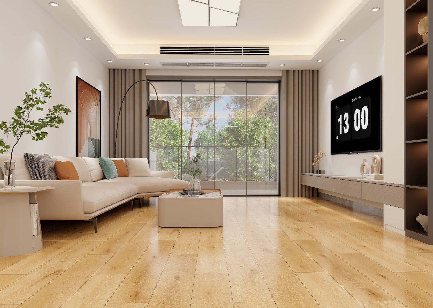 ⤓: 12mm ↔: 198mm ↕: 1218mm Natural Oak Laminate Plank