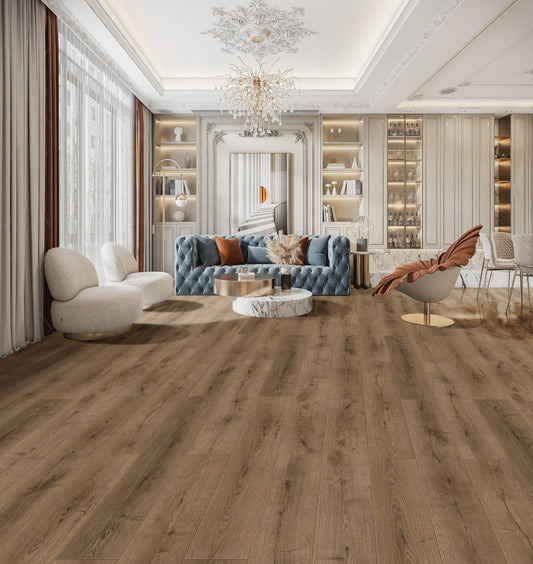 ⤓: 12mm ↔: 198mm ↕: 1218mm Smoked Oak Laminate Plank